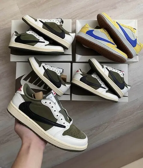 Paires de Air Jordan 1 Low Travis Scott olive